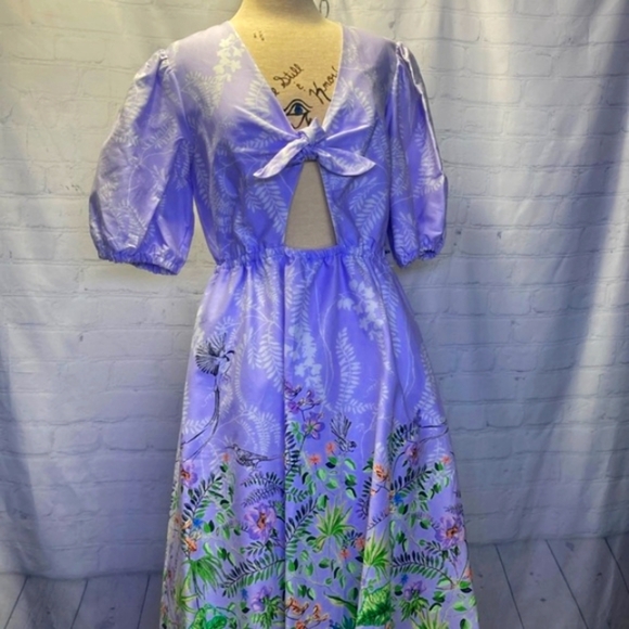 Lavender floral print dress by INC International Concepts with tie front - Picture 5 of 16